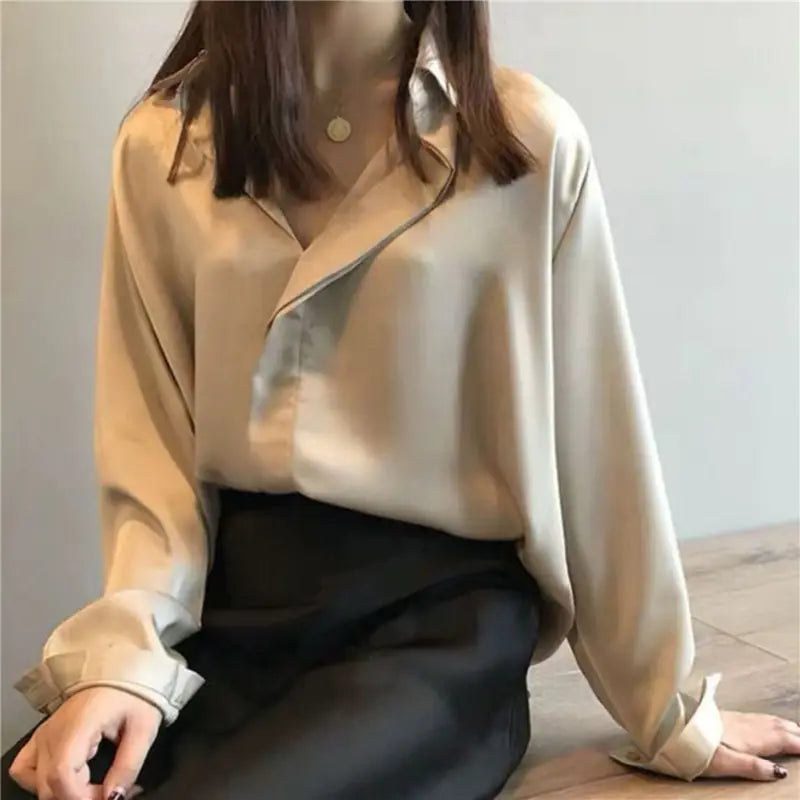 Chic V-Neck Silk Blouse - Elegant Style | Ember And Co