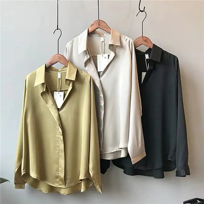 Chic V-Neck Silk Blouse - Elegant Style | Ember And Co