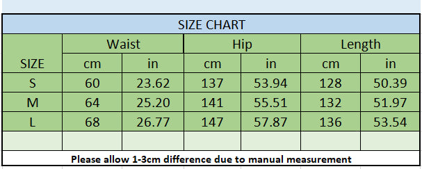 Size Chart of Natalia Dress