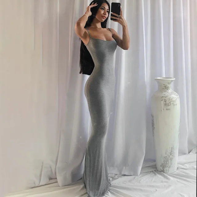 Elegant Satin Slip Backless Maxi Dress | Ember And Co