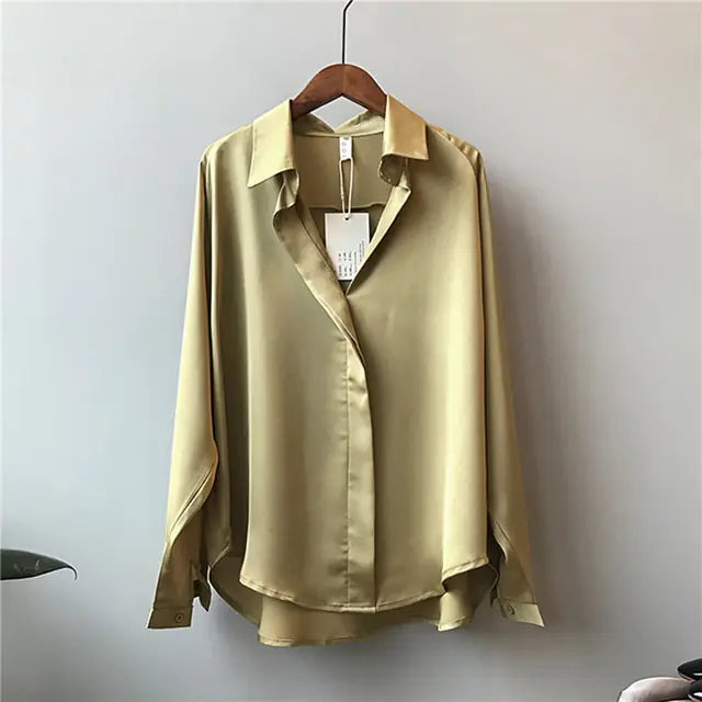 Chic V-Neck Silk Blouse - Elegant Style | Ember And Co