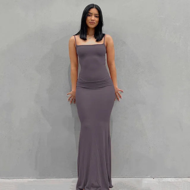 Elegant Satin Slip Backless Maxi Dress | Ember And Co