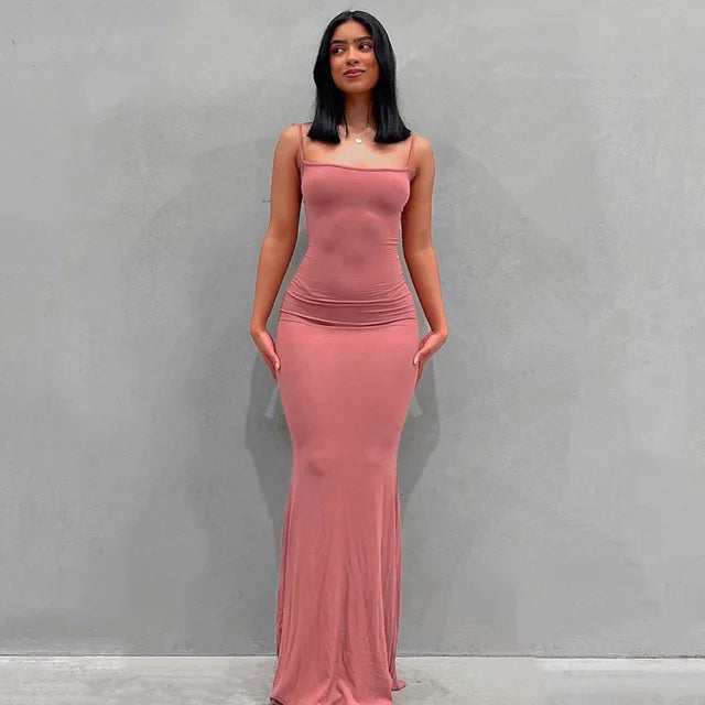 Elegant Satin Slip Backless Maxi Dress | Ember And Co