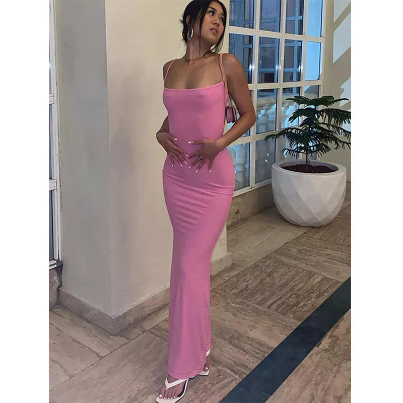 Elegant Satin Slip Backless Maxi Dress | Ember And Co