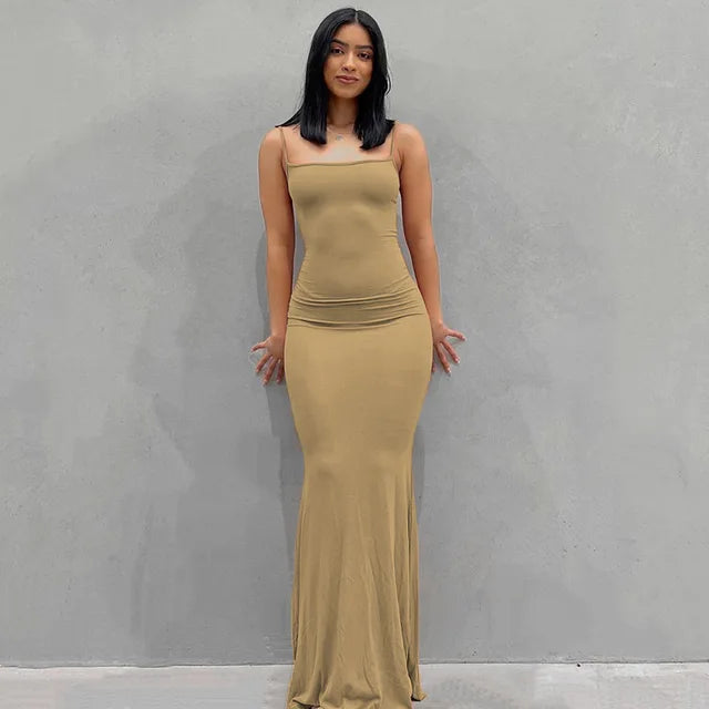 Elegant Satin Slip Backless Maxi Dress | Ember And Co