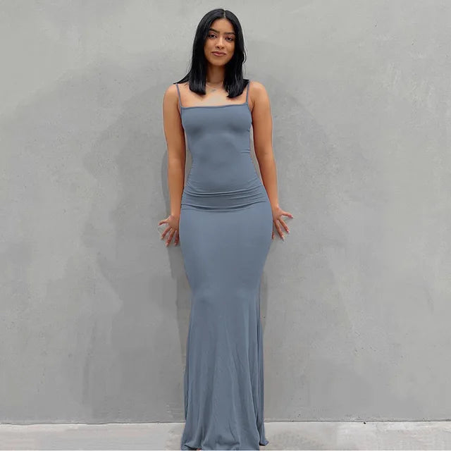 Elegant Satin Slip Backless Maxi Dress | Ember And Co