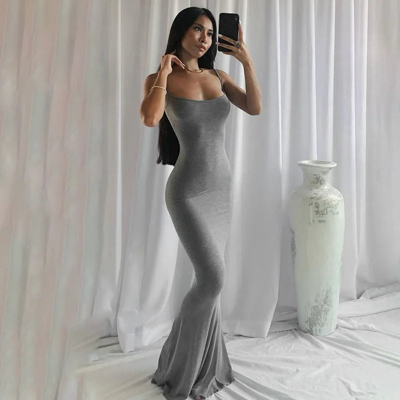 Elegant Satin Slip Backless Maxi Dress | Ember And Co