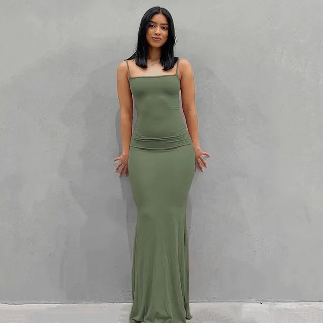 Elegant Satin Slip Backless Maxi Dress | Ember And Co