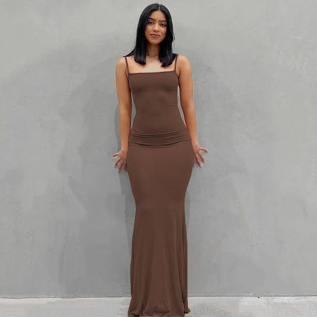Elegant Satin Slip Backless Maxi Dress | Ember And Co